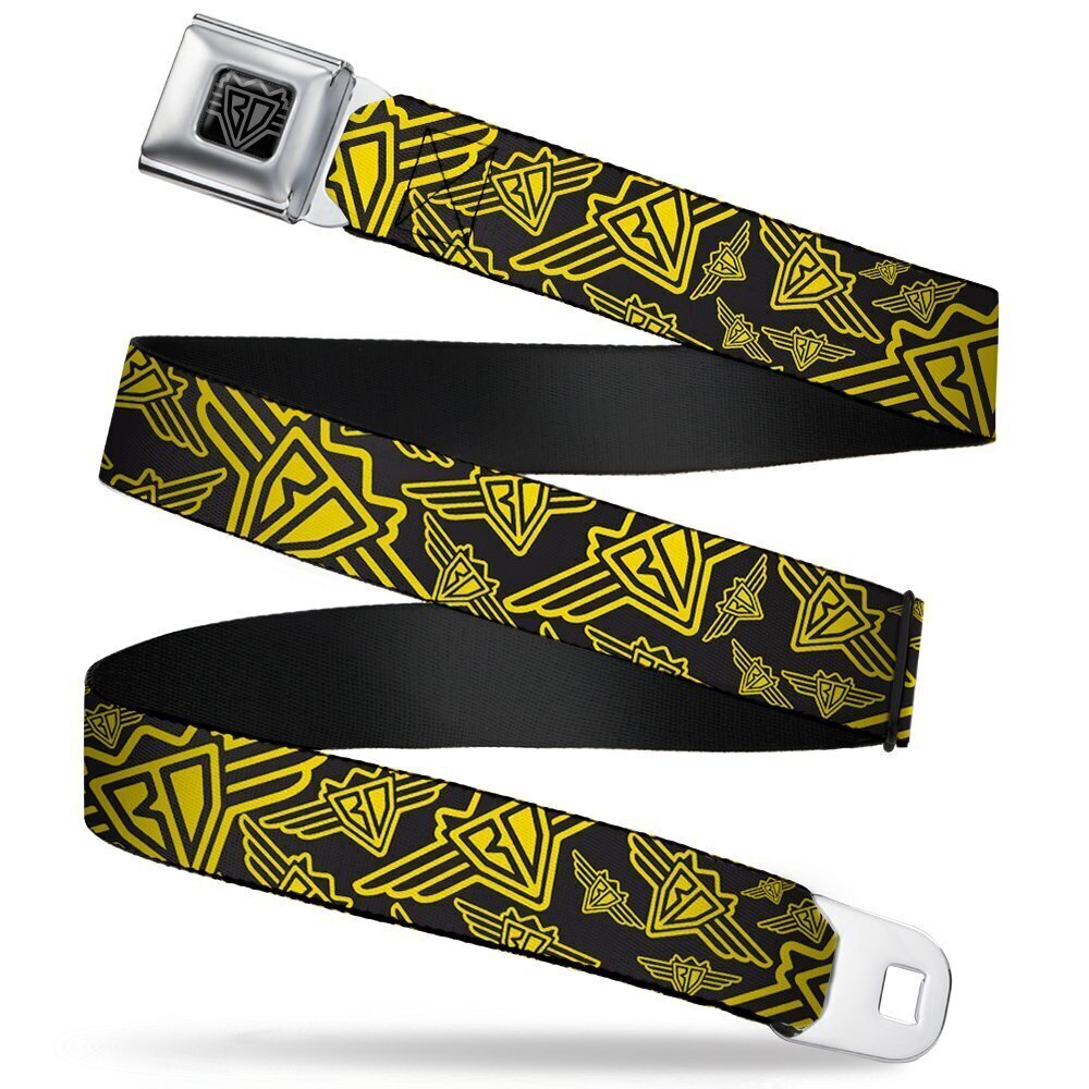 3441 Seatbelt Belt - BD Logo Scattered Black/Yellow - 1.0" Wide - 20-36